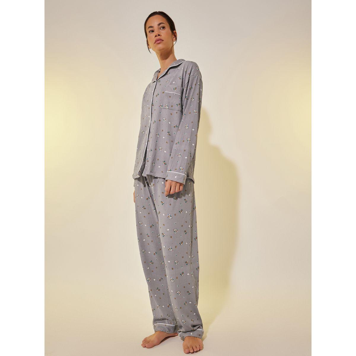 Styli Graphic Print Buttoned Shirt and Pyjama Set-women-clothing-nightwear-pyjamas-longsets-image-2