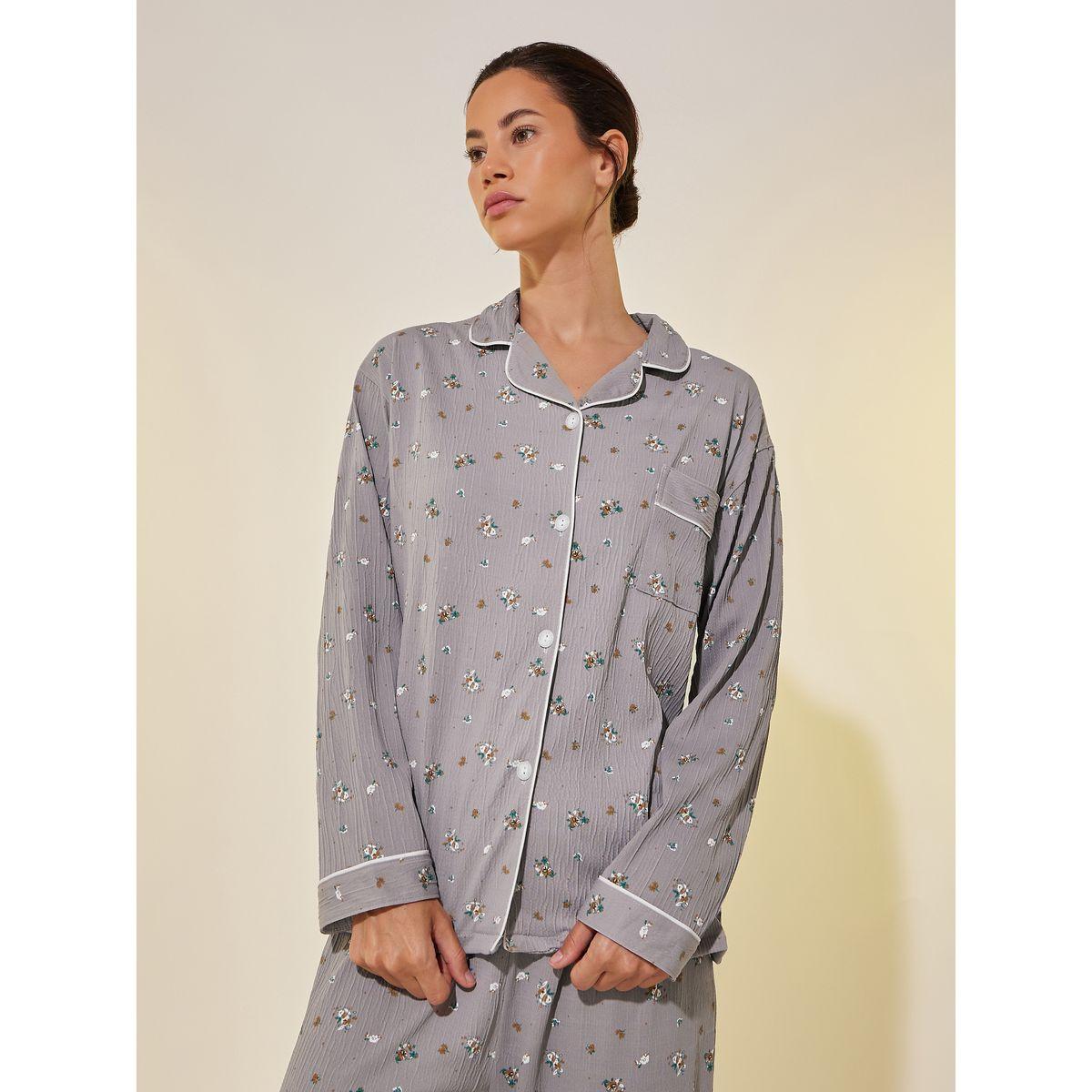 Styli Graphic Print Buttoned Shirt and Pyjama Set-women-clothing-nightwear-pyjamas-longsets-image-3