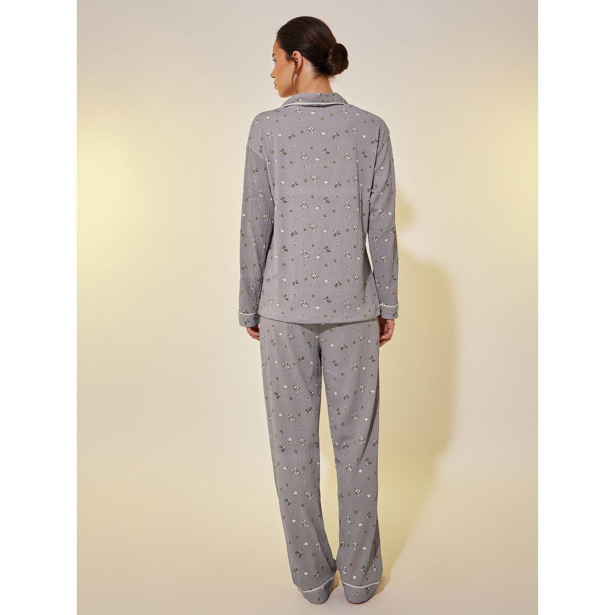 Styli Graphic Print Buttoned Shirt and Pyjama Set-women-clothing-nightwear-pyjamas-longsets-image-5