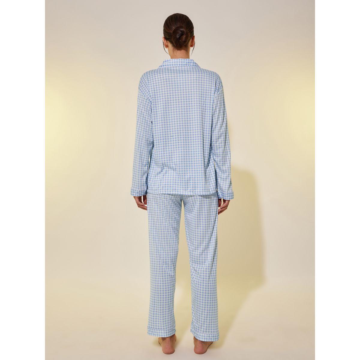 Styli Checked Penguin Patch Pocket Shirt and Pyjama Set-women-clothing-nightwear-pyjamas-longsets-image-5