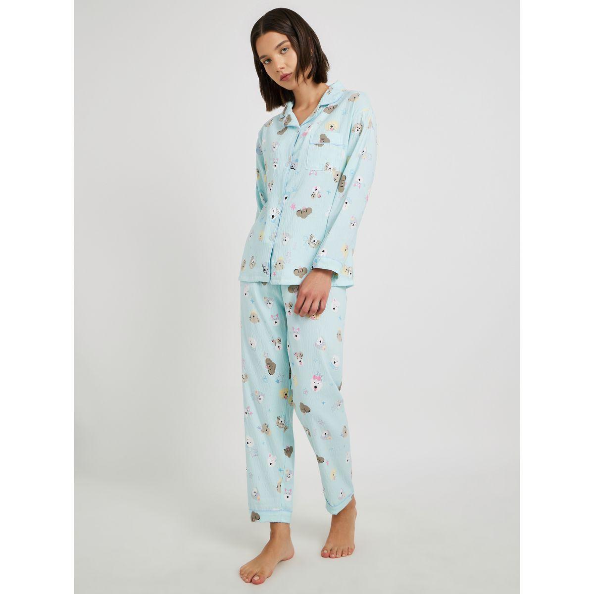 Styli All Over Printed Long Sleeve Shirt and Pyjama Set-women-clothing-nightwear-pyjamas-longsets-image-1