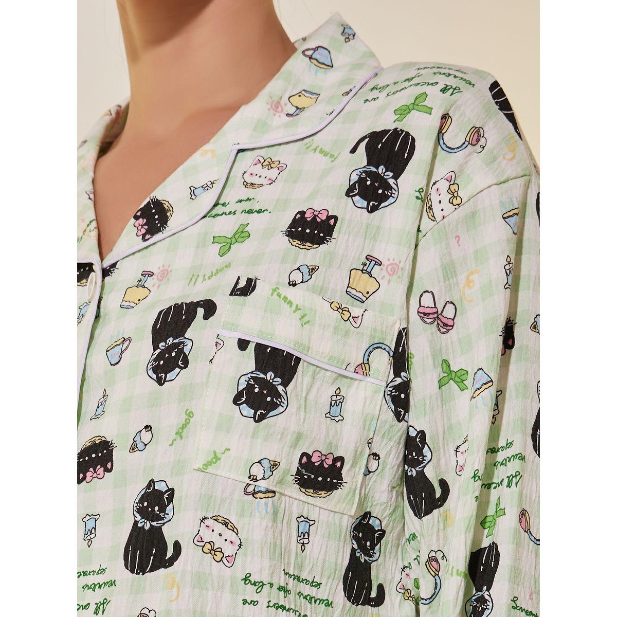 طقم بيجاما من بنطال وبلوزة بطبعة جرافيك-women-clothing-nightwear-pyjamas-longsets-image-3
