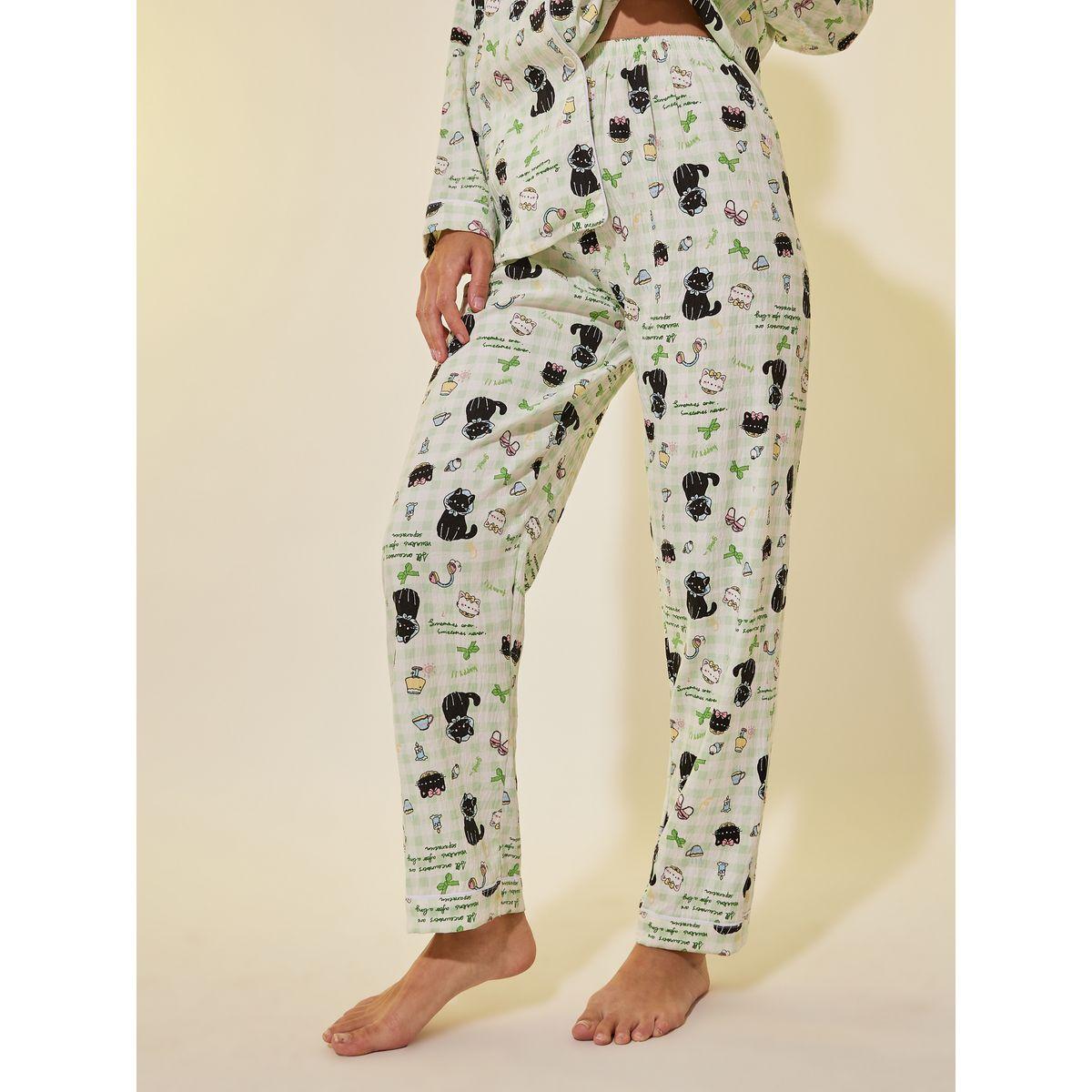 Styli Graphic Print Buttoned Shirt and Pyjama Set-women-clothing-nightwear-pyjamas-longsets-image-4