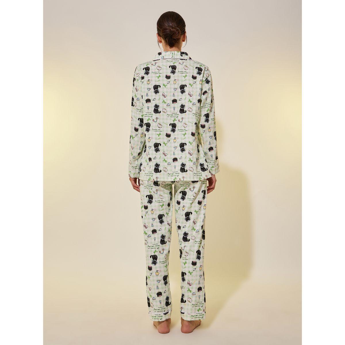 Styli Graphic Print Buttoned Shirt and Pyjama Set-women-clothing-nightwear-pyjamas-longsets-image-5