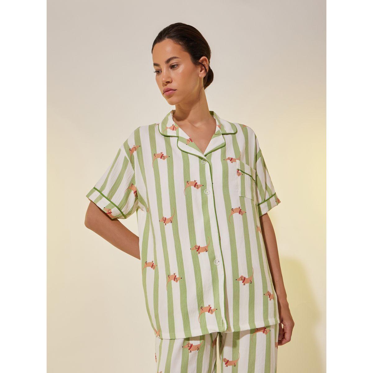 Styli Peppy Print Short Sleeve Shirt and Pyjama Set-women-clothing-nightwear-pyjamas-longsets-image-2