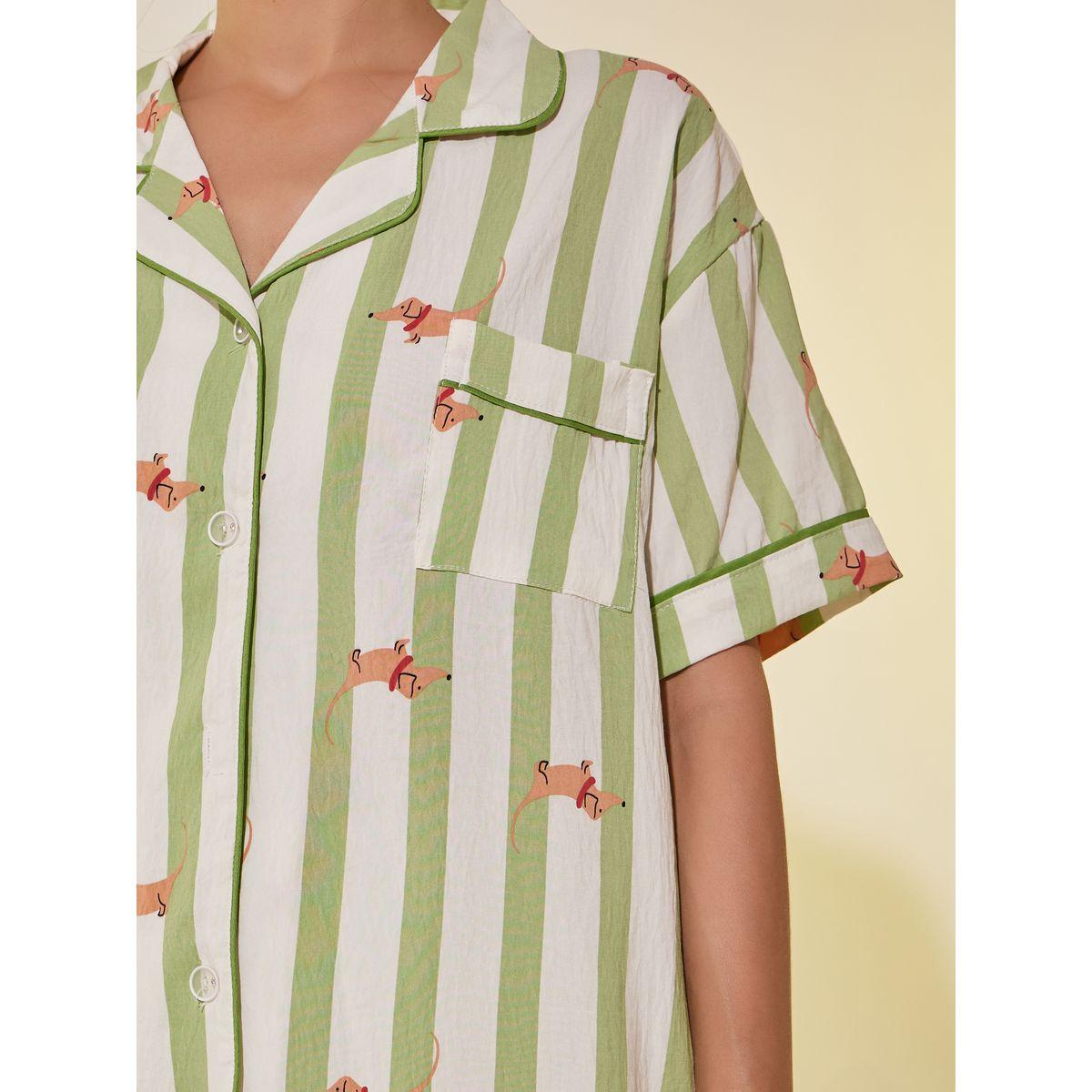 Styli Peppy Print Short Sleeve Shirt and Pyjama Set-women-clothing-nightwear-pyjamas-longsets-image-3