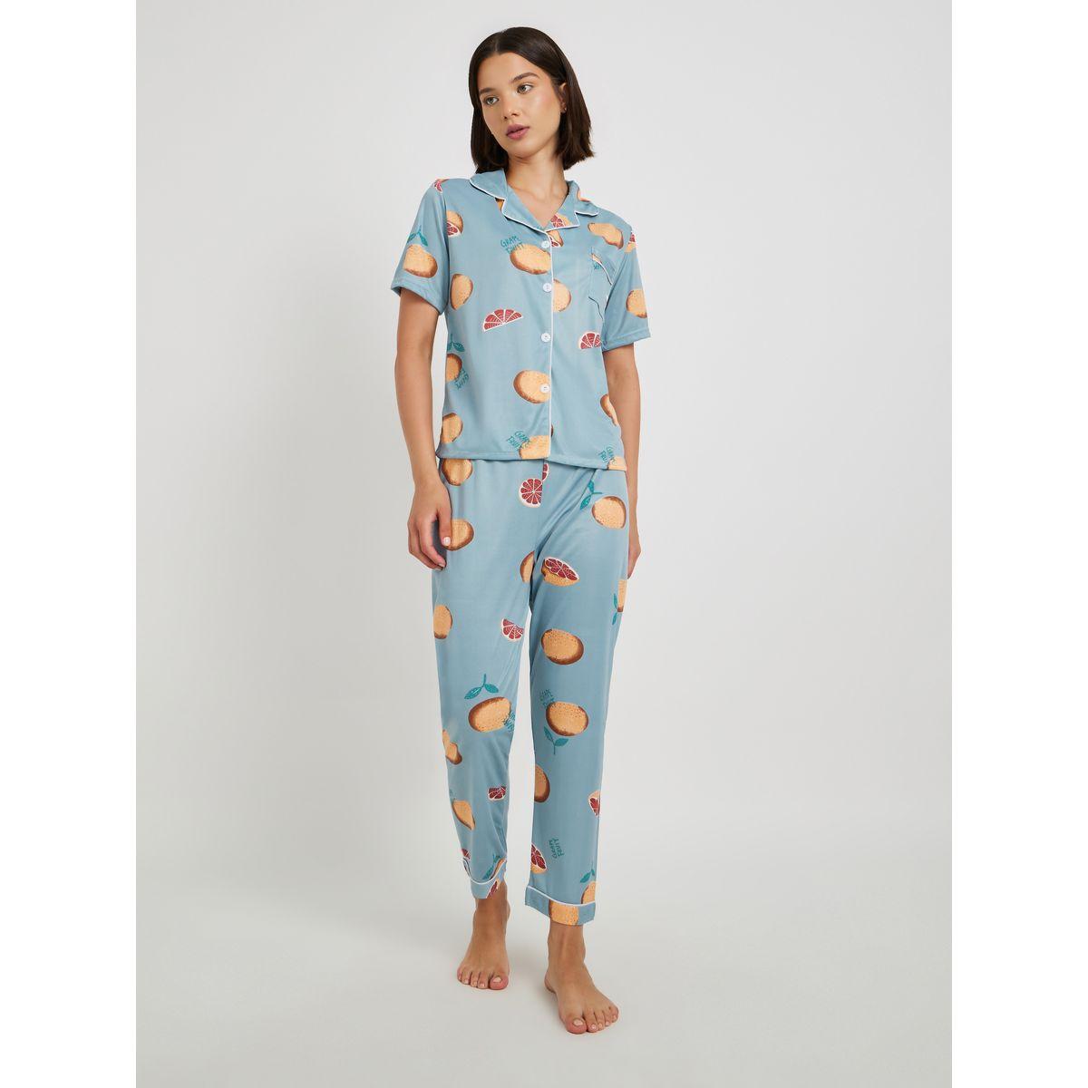طقم بيجاما من بنطال وبلوزة بأكمام قصيرة-women-clothing-nightwear-pyjamas-longsets-image-1