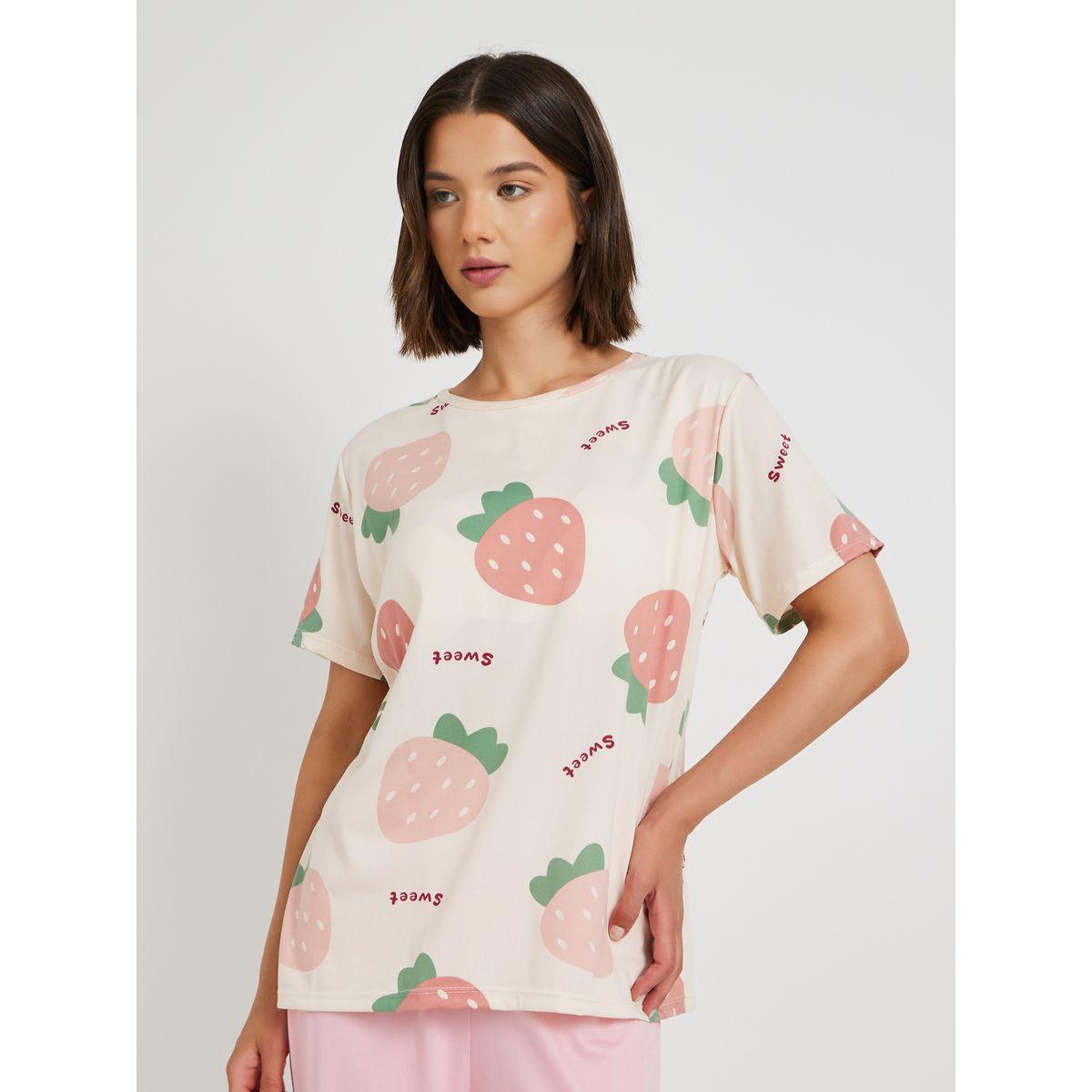 Styli 3-Piece Strawberry Printed Short Sleeve T-Shirt, Solid Shorts and Pyjama Set-women-clothing-nightwear-pyjamas-longsets-image-3
