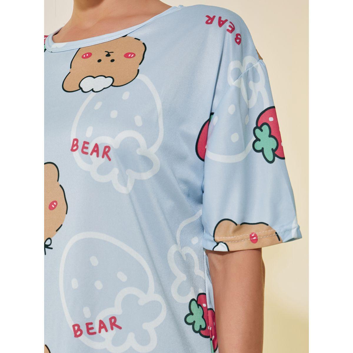 Styli Graphic Print Round Neck Nightdress-women-clothing-nightwear-nighties-image-3