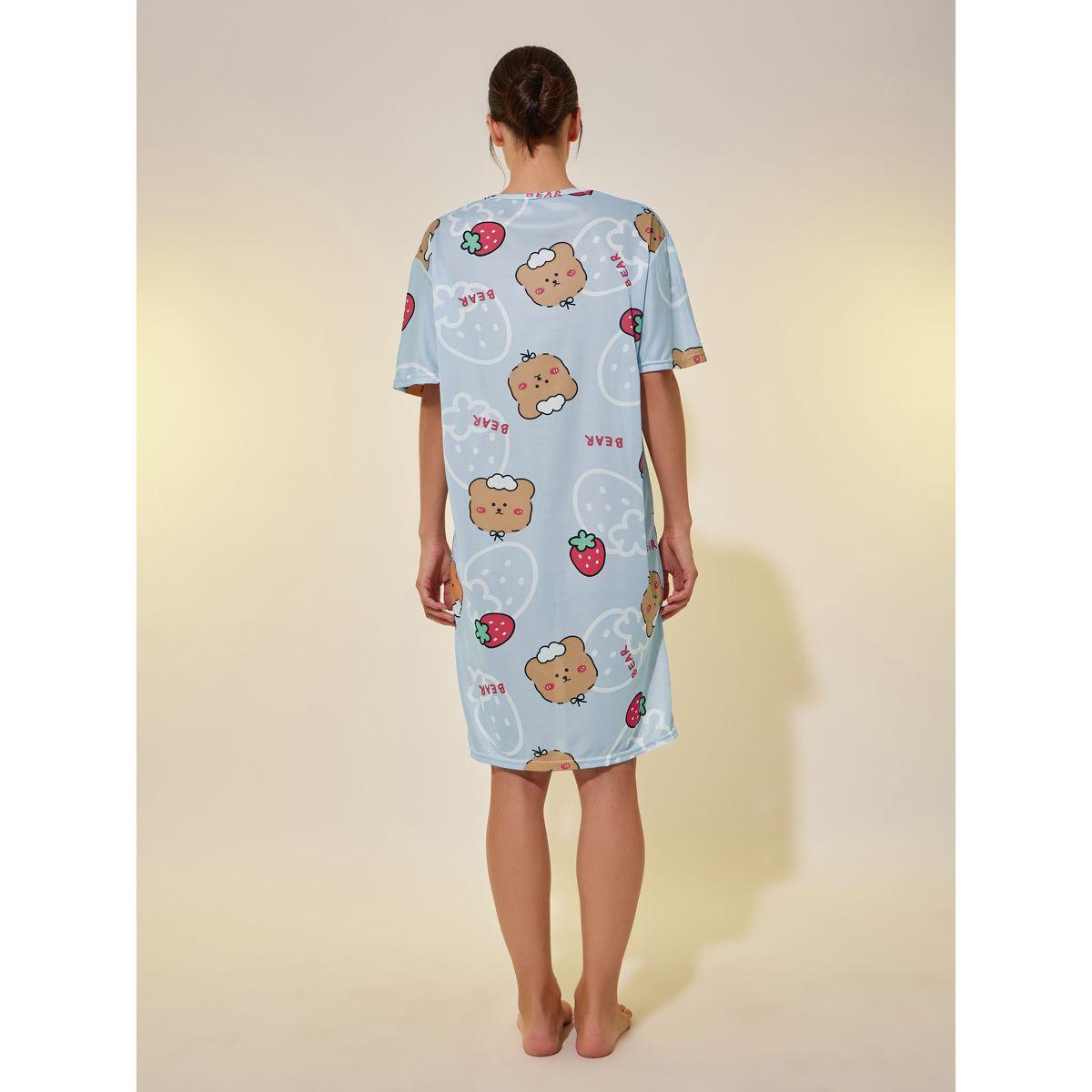 Styli Graphic Print Round Neck Nightdress-women-clothing-nightwear-nighties-image-4