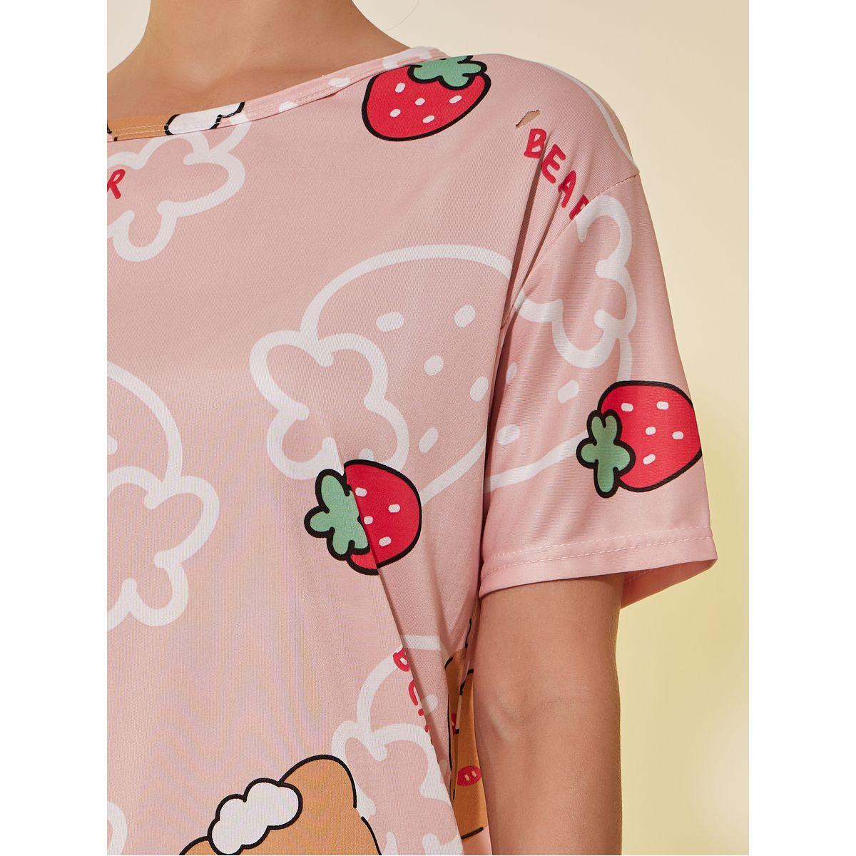 Styli All Over Bear Print Short Sleeve Nightdress-women-clothing-nightwear-nighties-image-3