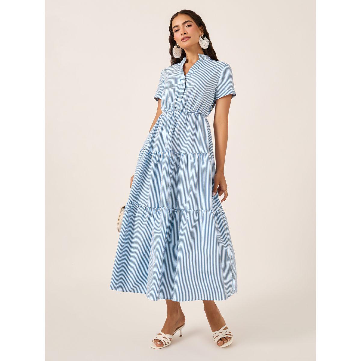 فستان طويل مخطط ومزين بأزرار-women-clothing-dresses-image-1