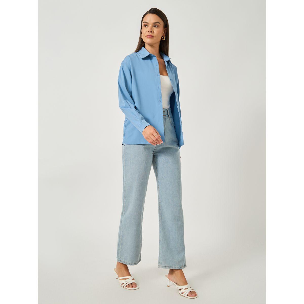 بلوزة سادة بأكمام طويلة مع تفاصيل أزرار-women-clothing-shirtsandblouses-shirts-image-4