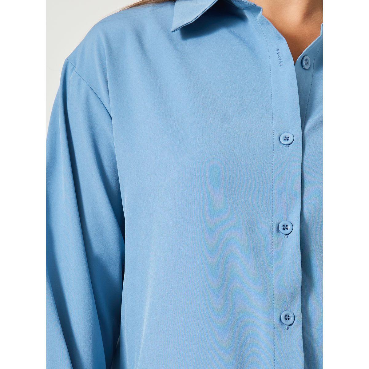 بلوزة سادة بأكمام طويلة مع تفاصيل أزرار-women-clothing-shirtsandblouses-shirts-image-2