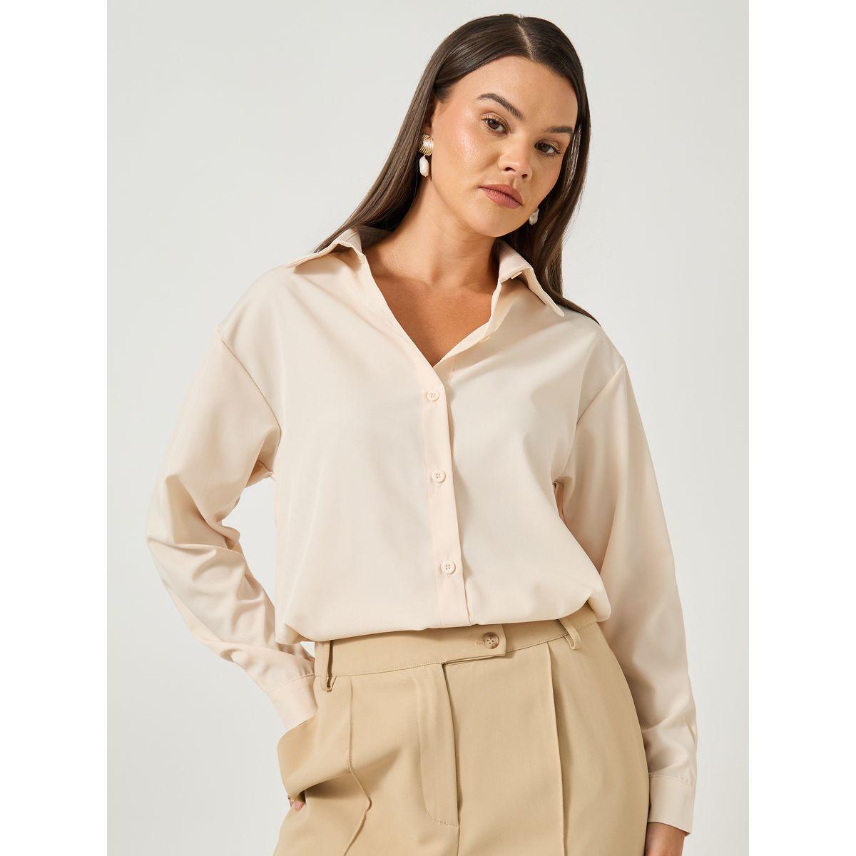 Take Two Solid Button Front Long Sleeve Shirt-women-clothing-shirtsandblouses-shirts-image-1