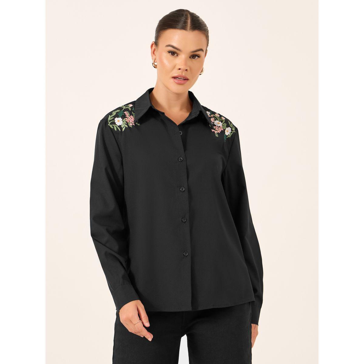 Take Two Floral Embroidered Button Front Long Sleeve Shirt-women-clothing-shirtsandblouses-shirts-image-3
