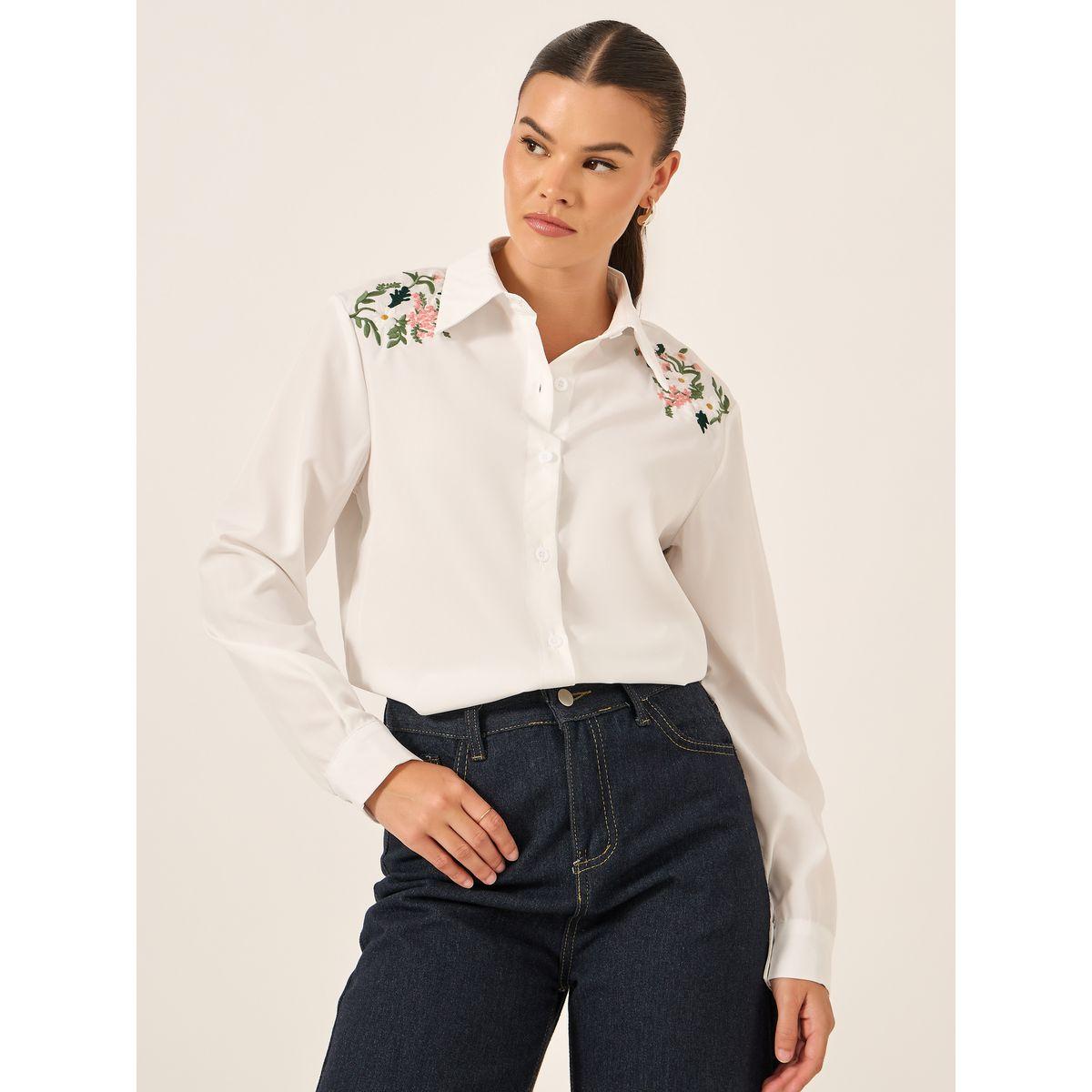 Take Two Floral Embroidered Button Front Long Sleeve Shirt-women-clothing-shirtsandblouses-shirts-image-1