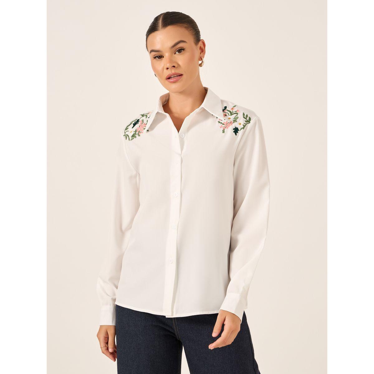 Take Two Floral Embroidered Button Front Long Sleeve Shirt-women-clothing-shirtsandblouses-shirts-image-3