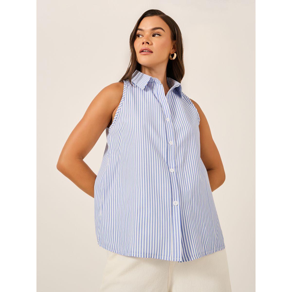 Take Two Striped Sleeveless Spread Collar Blouse-women-clothing-shirtsandblouses-blouses-image-3