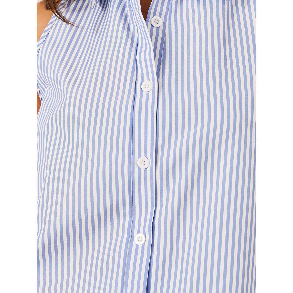 بلوزة مخططة بلا أكمام وياقة سبريد-women-clothing-shirtsandblouses-blouses-image-4