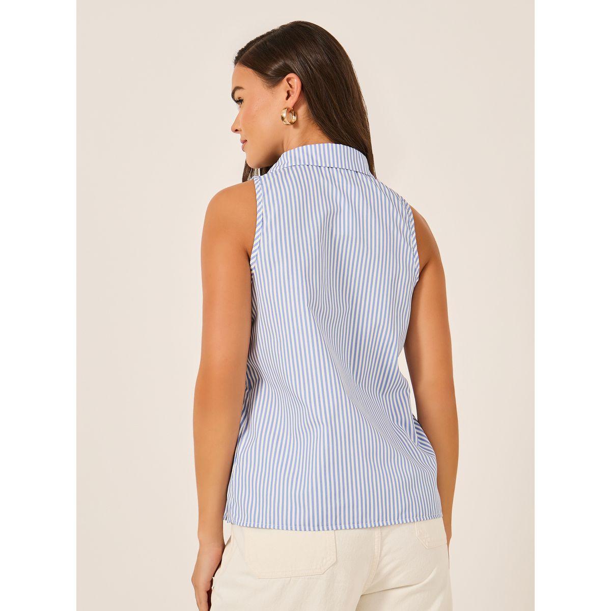 بلوزة مخططة بلا أكمام وياقة سبريد-women-clothing-shirtsandblouses-blouses-image-5