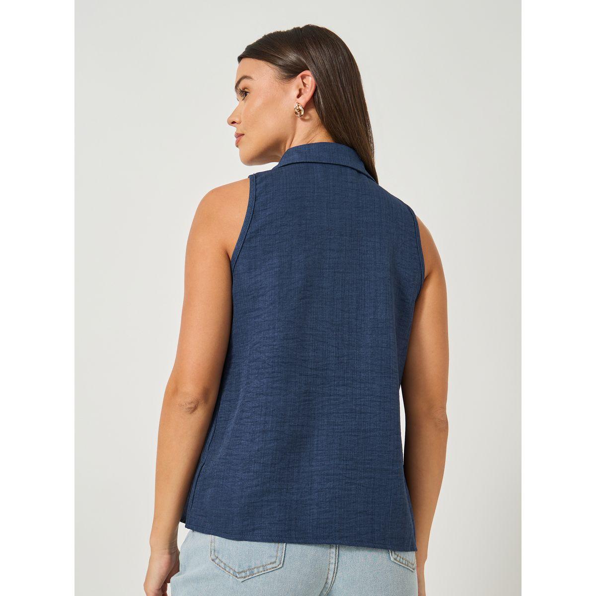 Take Two Solid Sleeveless Buttoned Spread Collar Blouse-women-clothing-shirtsandblouses-blouses-image-5