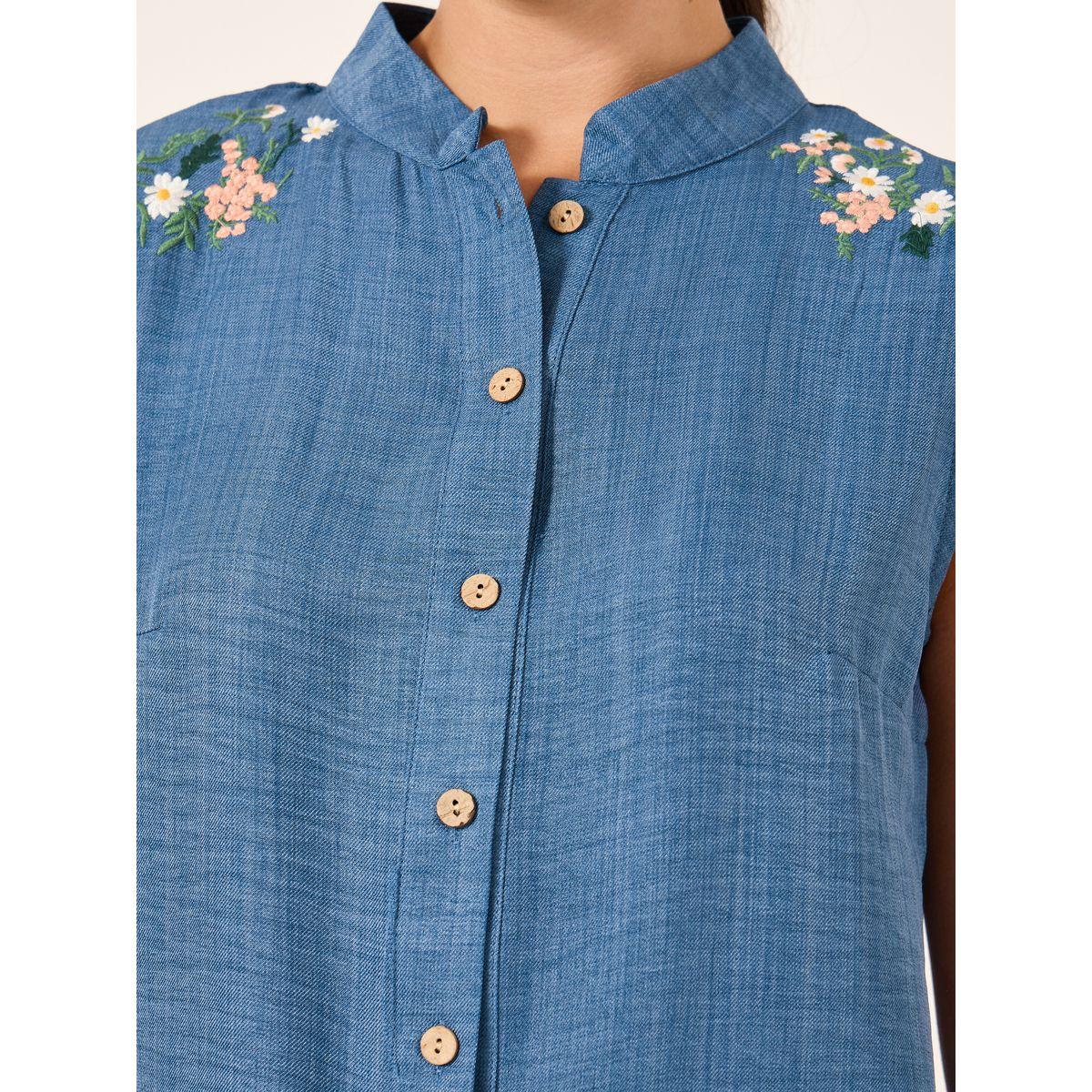 Take Two Embroidered Mandarin Collar Sleeveless Blouse-women-clothing-shirtsandblouses-blouses-image-4