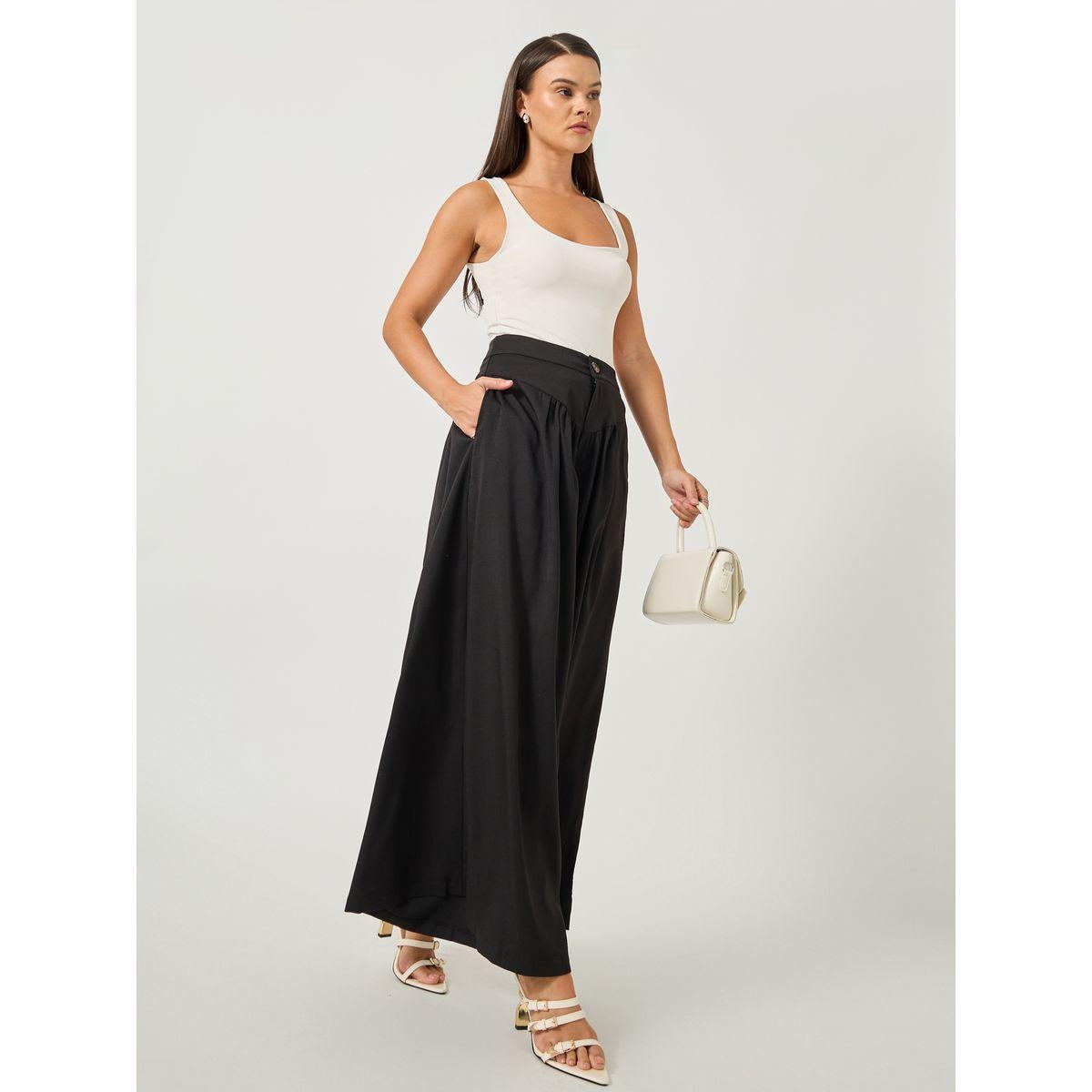 Take Two Solid Gathered Detail Wide Leg Trousers-women-clothing-bottoms-trousers-image-1