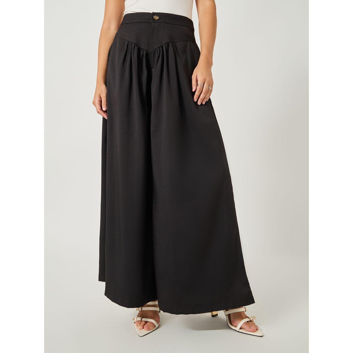 Take Two Solid Gathered Detail Wide Leg Trousers-women-clothing-bottoms-trousers-image-2