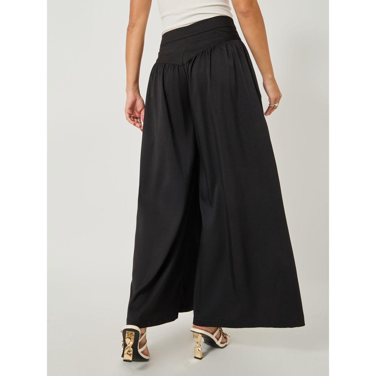 Take Two Solid Gathered Detail Wide Leg Trousers-women-clothing-bottoms-trousers-image-4