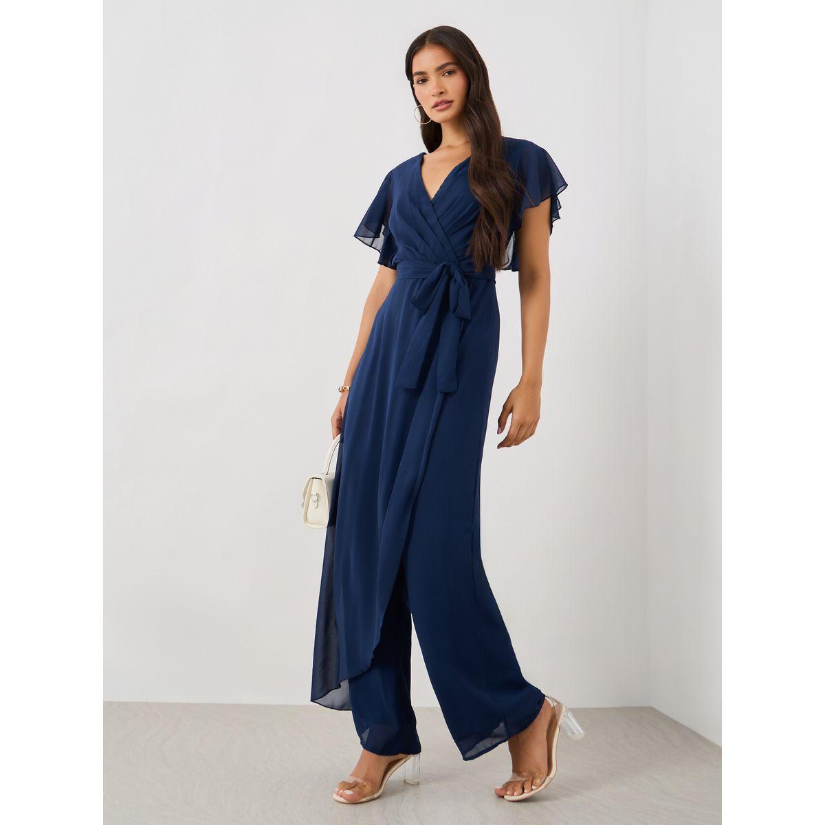 Styli Ruffled Sleeve V-Neck Wide Leg Jumpsuit-women-clothing-jumpsuits-image-1