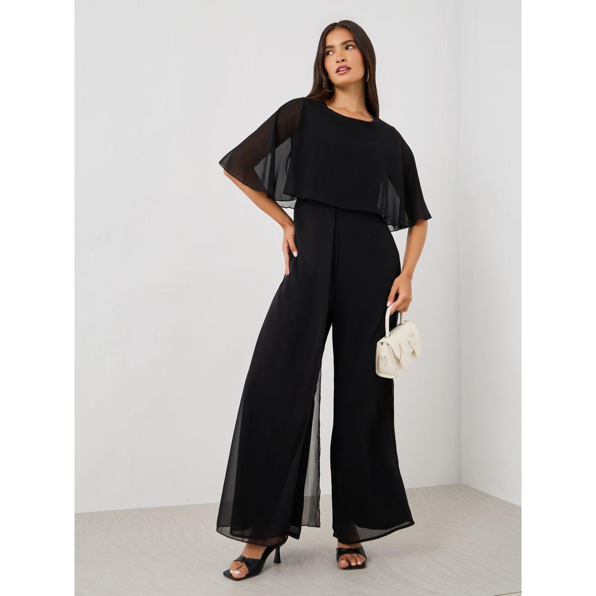جمبسوت سادة بأكمام بنمط كيب-women-clothing-jumpsuits-image-2
