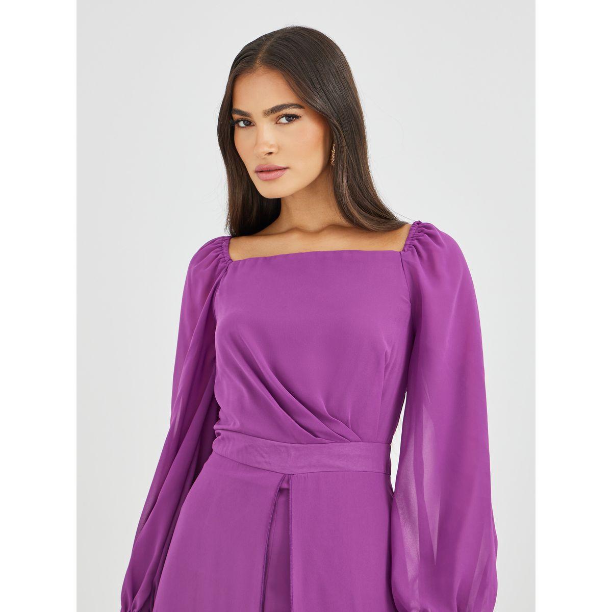 جمبسوت بأكمام بالون وياقة مربعة مع تفاصيل تنورة-women-clothing-jumpsuits-image-3