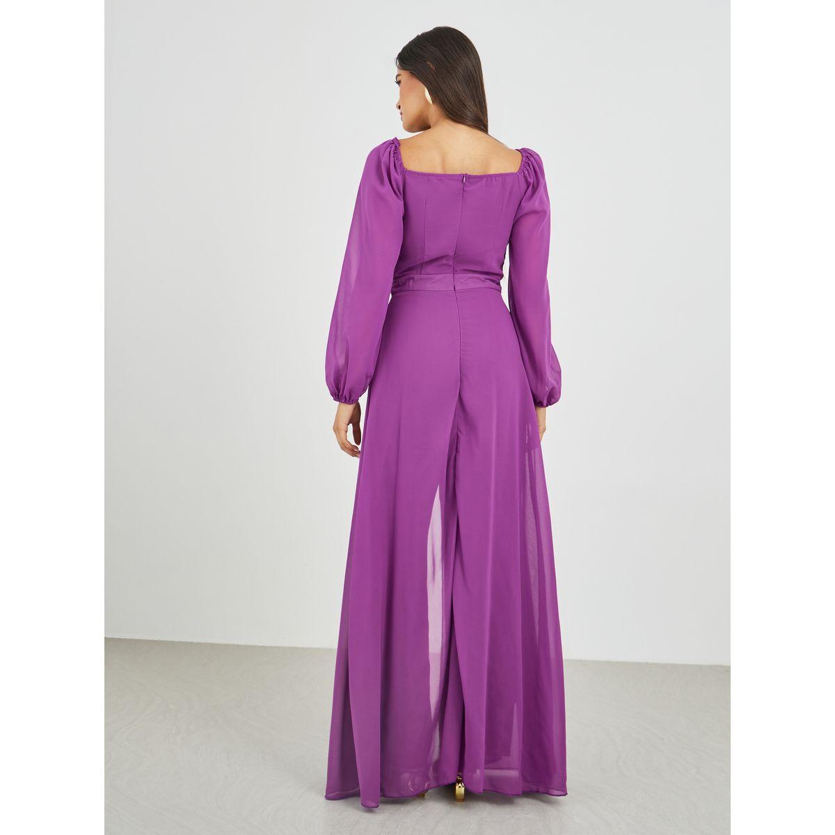 جمبسوت بأكمام بالون وياقة مربعة مع تفاصيل تنورة-women-clothing-jumpsuits-image-4