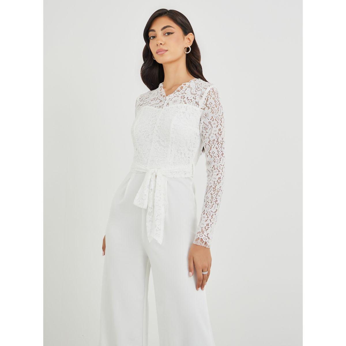 Styli Lace Insert Long Sleeve Wide Leg Jumpsuit-women-clothing-jumpsuits-image-2
