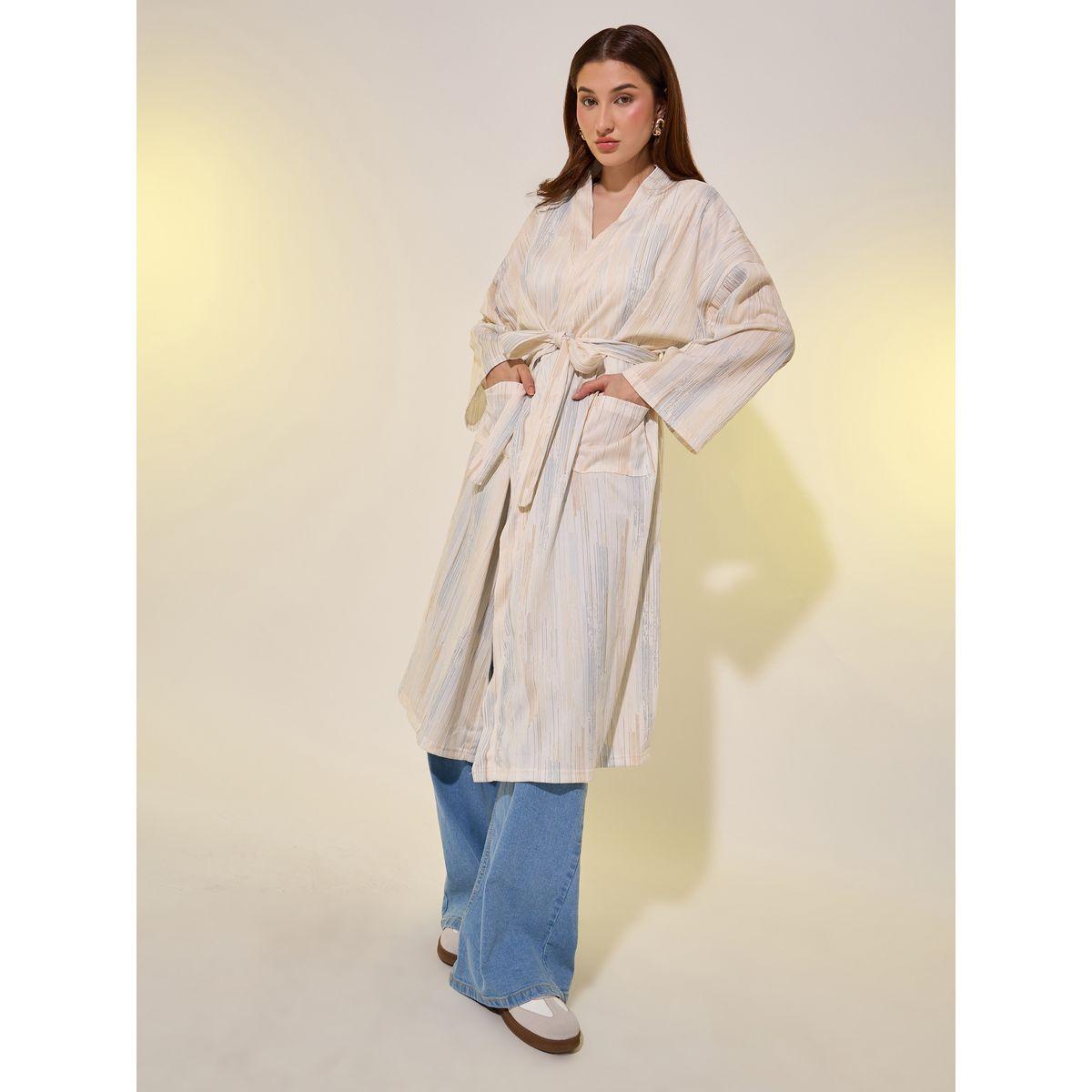 Styli Striped Long Sleeves Robe with Tie-Up Belt-women-clothing-nightwear-robes-image-3