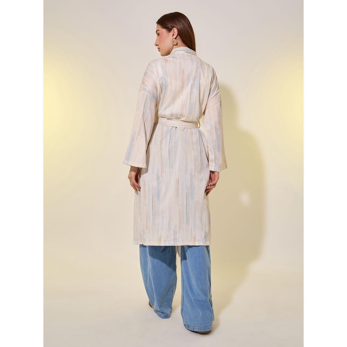 روب مخطط بأكمام طويلة وحزام-women-clothing-nightwear-robes-image-5