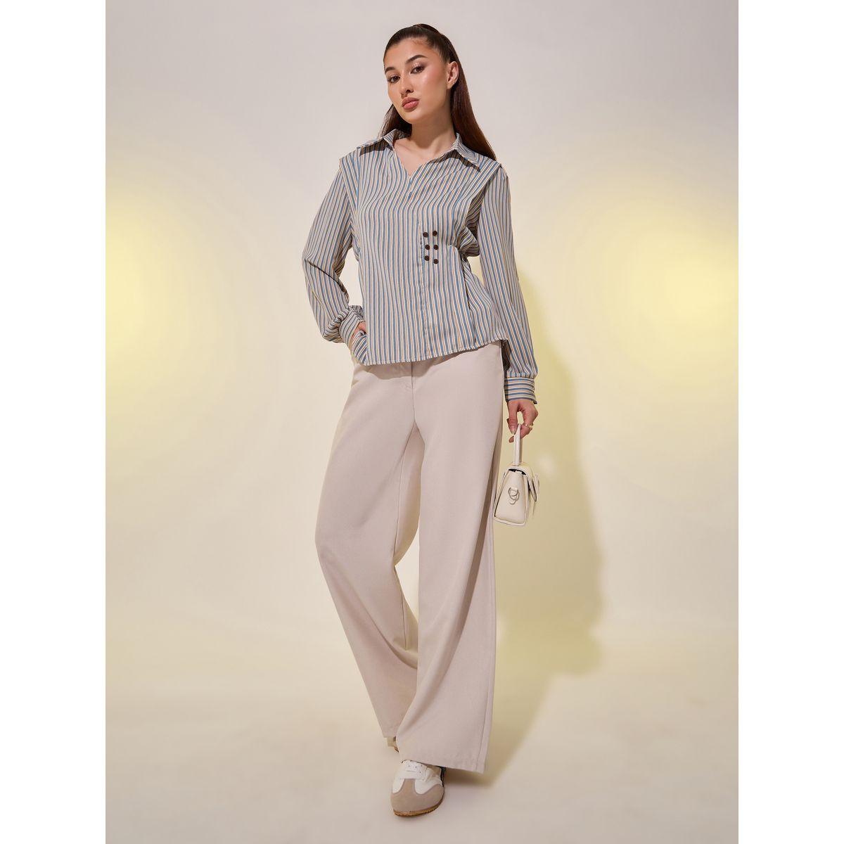 Styli Striped Long Sleeve Wrap Top-women-clothing-shirtsandblouses-blouses-image-2