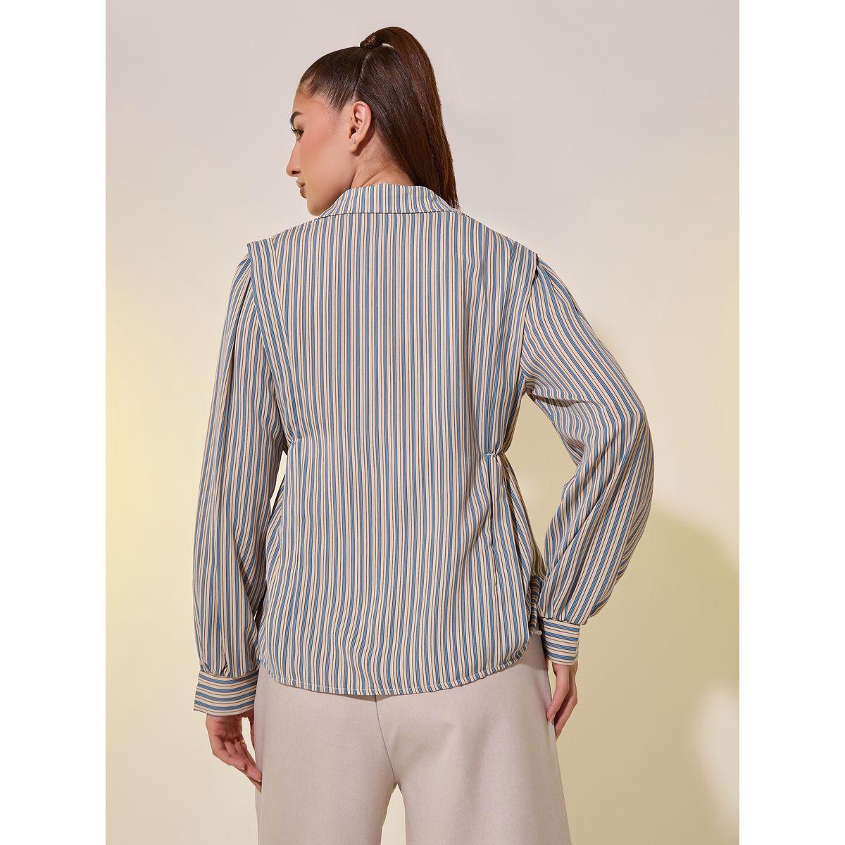 Styli Striped Long Sleeve Wrap Top-women-clothing-shirtsandblouses-blouses-image-4