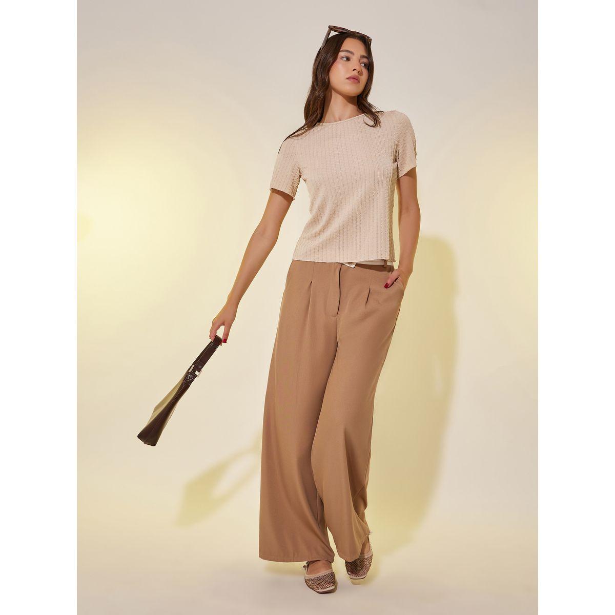 Styli Textured Round Neck Regular Fit T-Shirt-women-clothing-tshirts-image-2