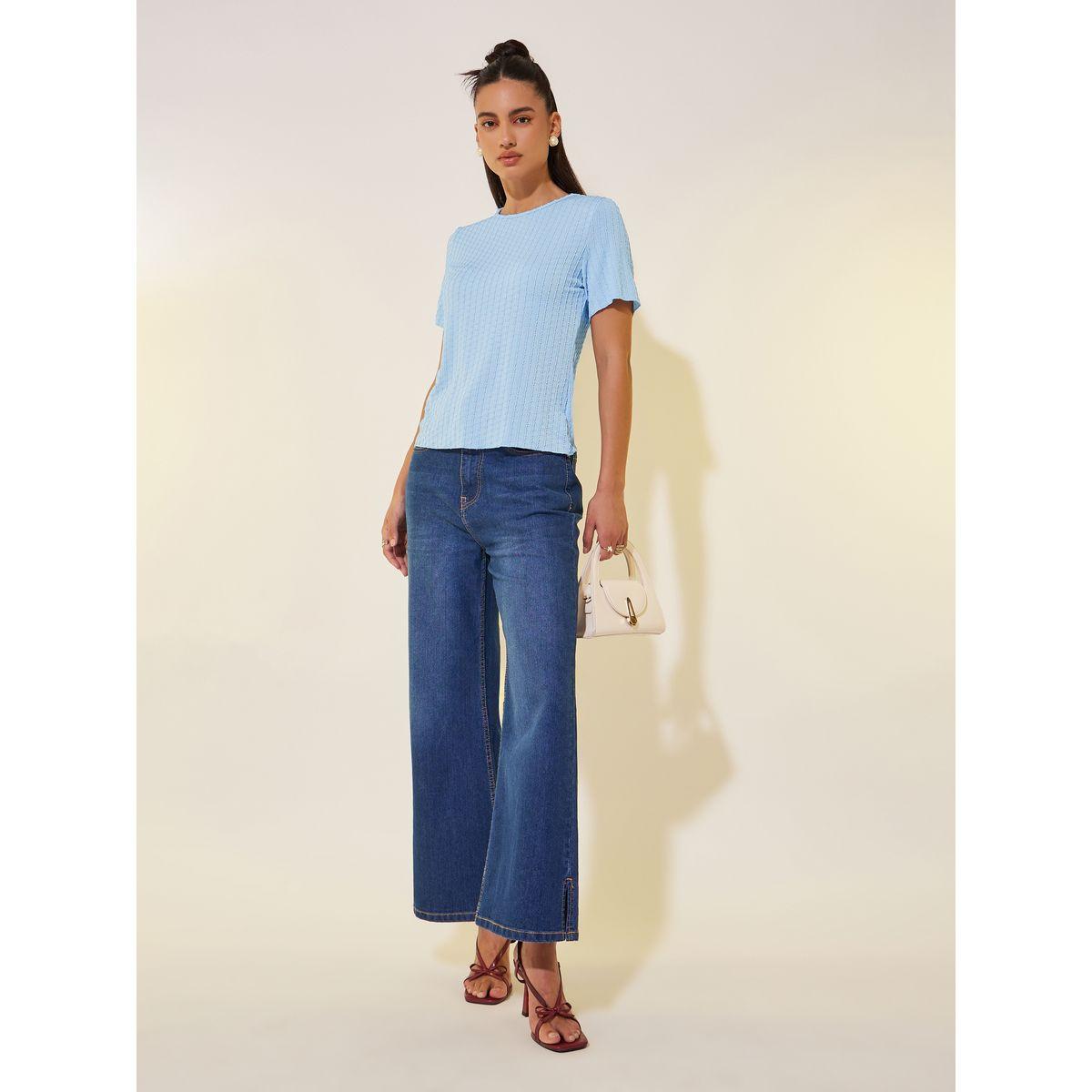 Styli Textured Round Neck Regular Fit T-Shirt-women-clothing-tshirts-image-2