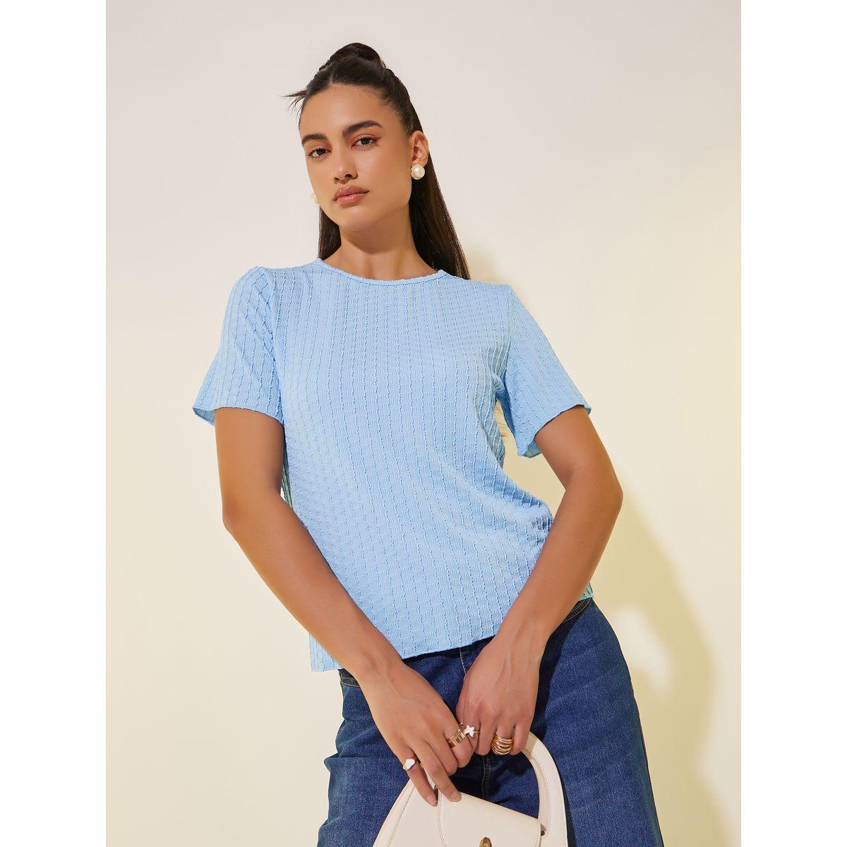 Styli Textured Round Neck Regular Fit T-Shirt-women-clothing-tshirts-image-3