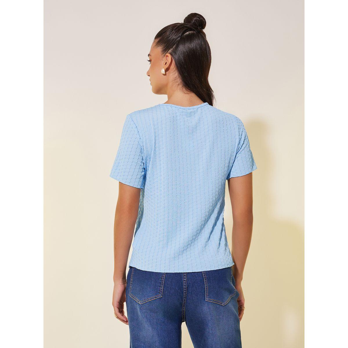 Styli Textured Round Neck Regular Fit T-Shirt-women-clothing-tshirts-image-5