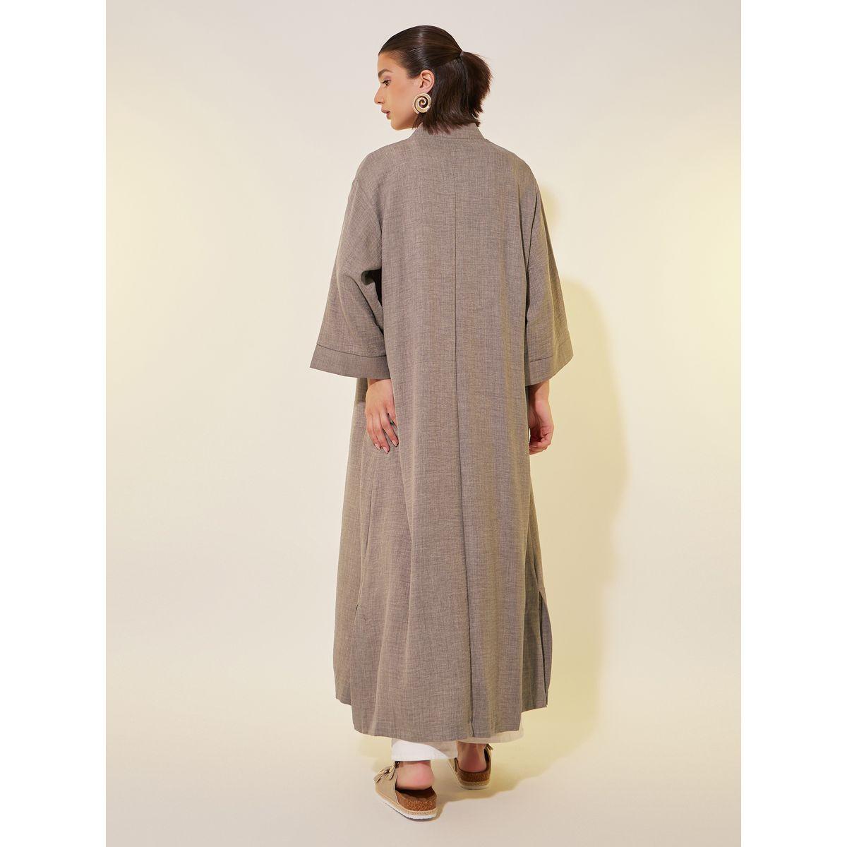 Styli Solid Elbow Sleeve A-Line Abayas-women-arabicclothing-abayas-image-5