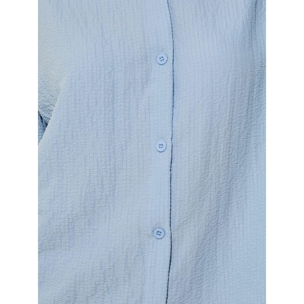 Styli Blue Textured Longline Shirt with Spread Collar-women-clothing-shirtsandblouses-shirts-image-4