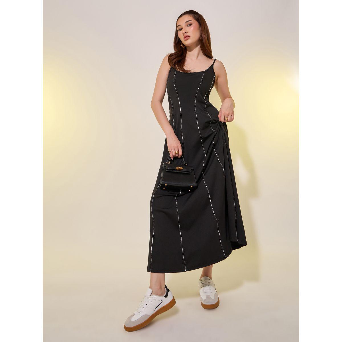 Styli Solid Contrast Trim Sleeveless A-Line Midi Dress-women-clothing-dresses-image-2