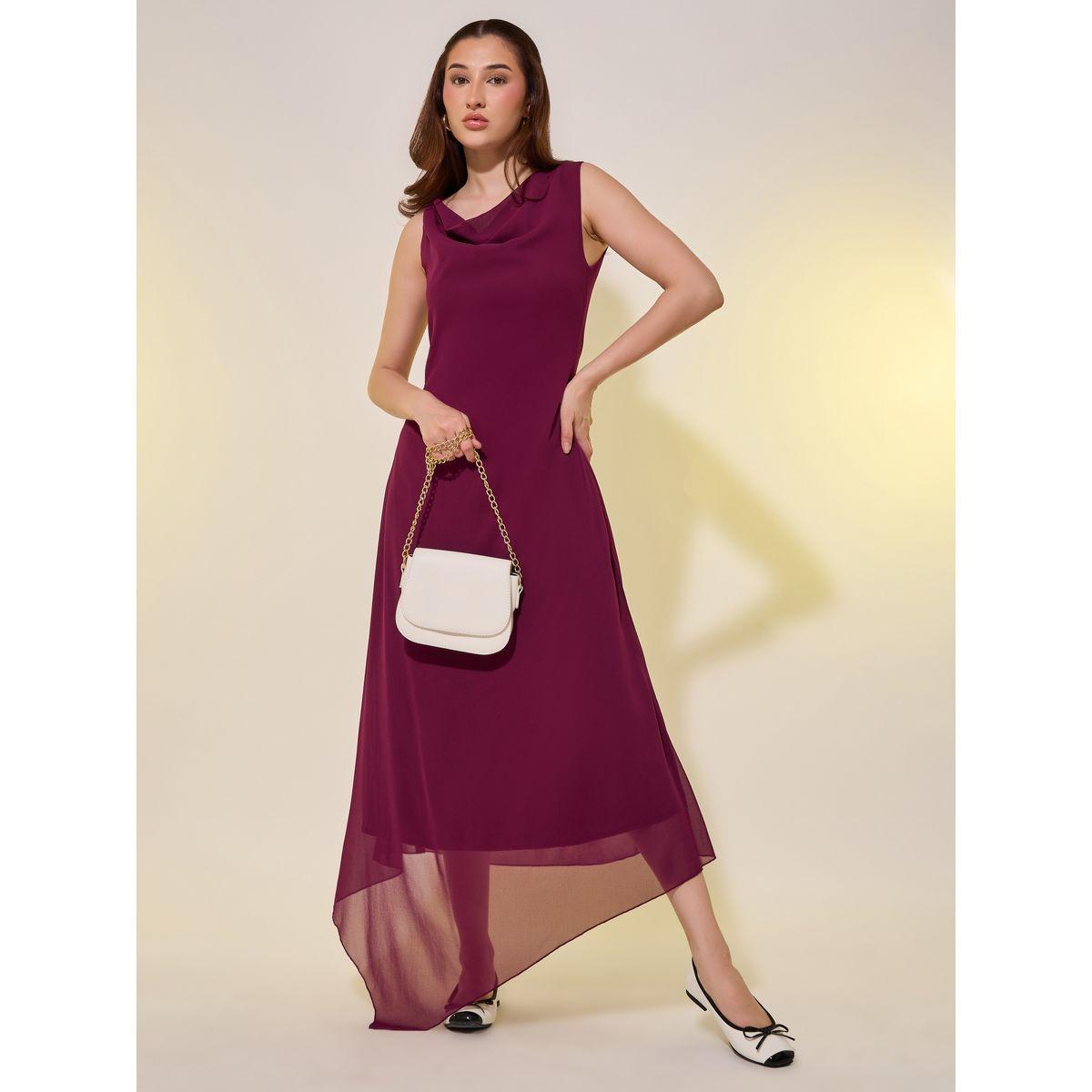 Styli Solid Cowl Neck A-Line Midi Dress-women-clothing-dresses-image-2