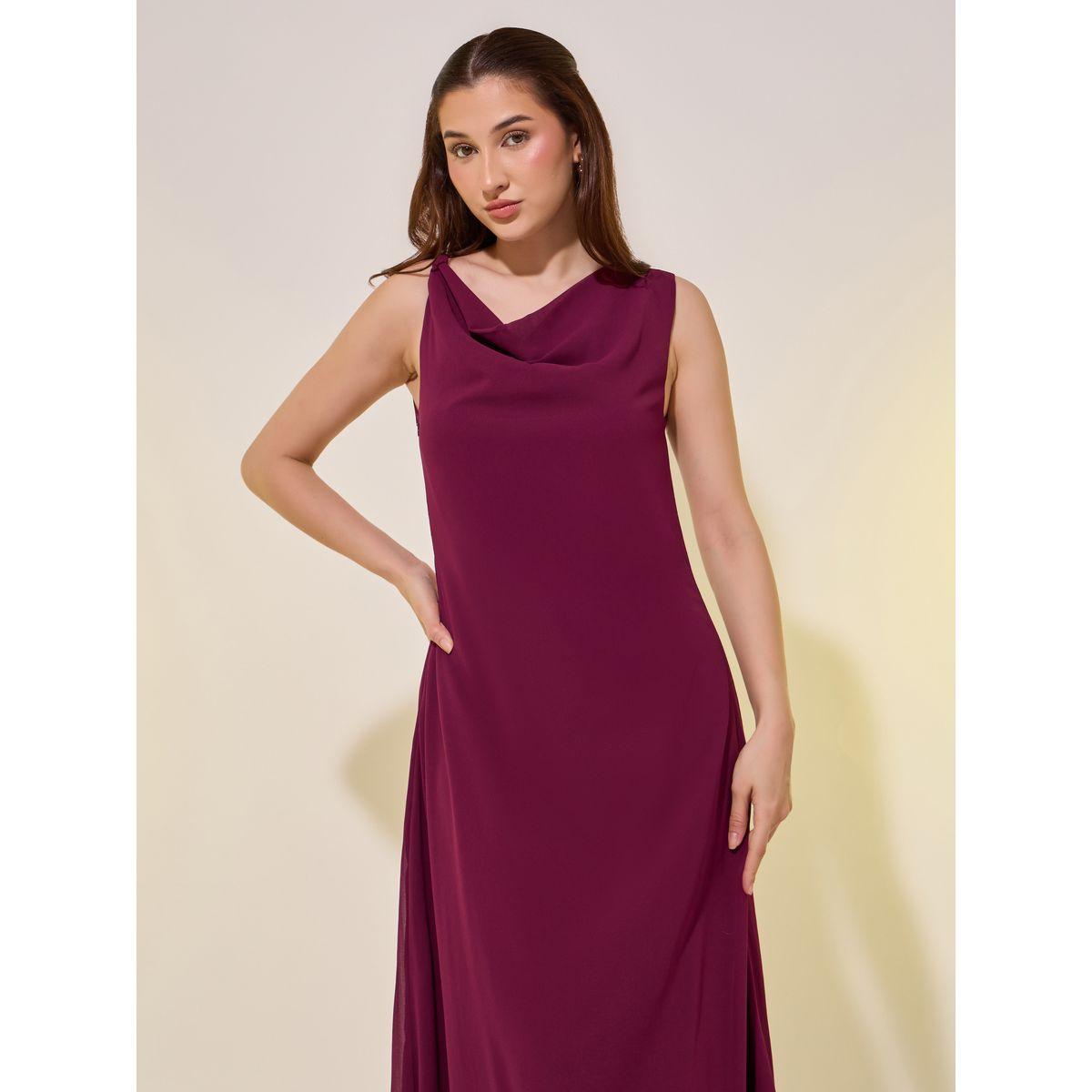 Styli Solid Cowl Neck A-Line Midi Dress-women-clothing-dresses-image-3