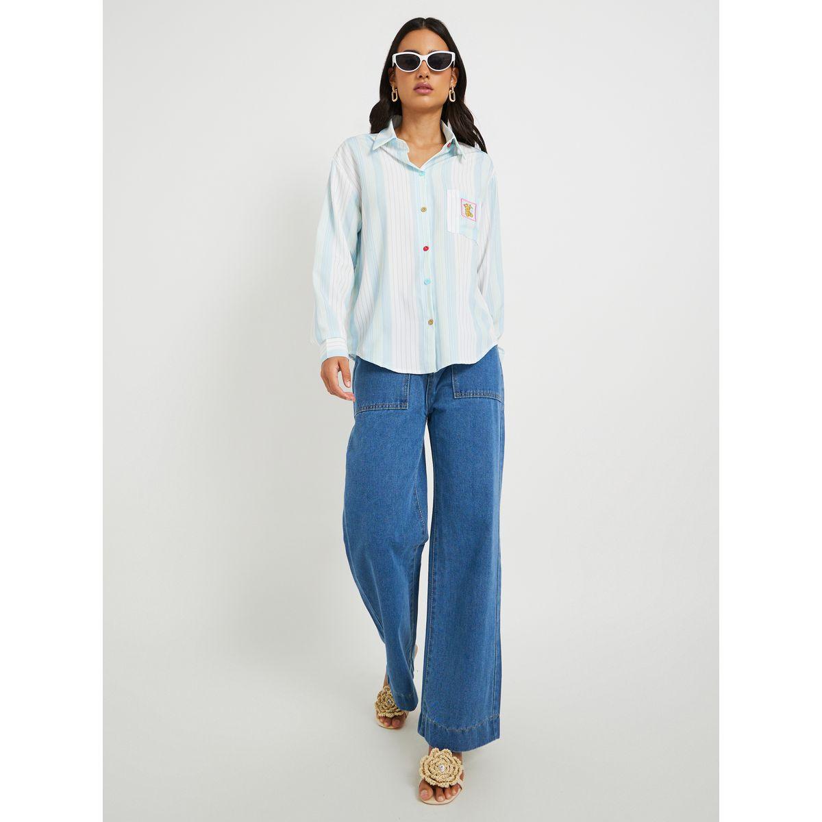 بلوزة فضفاضة مخططة بتفاصيل مُطرّزة-women-clothing-shirtsandblouses-shirts-image-2