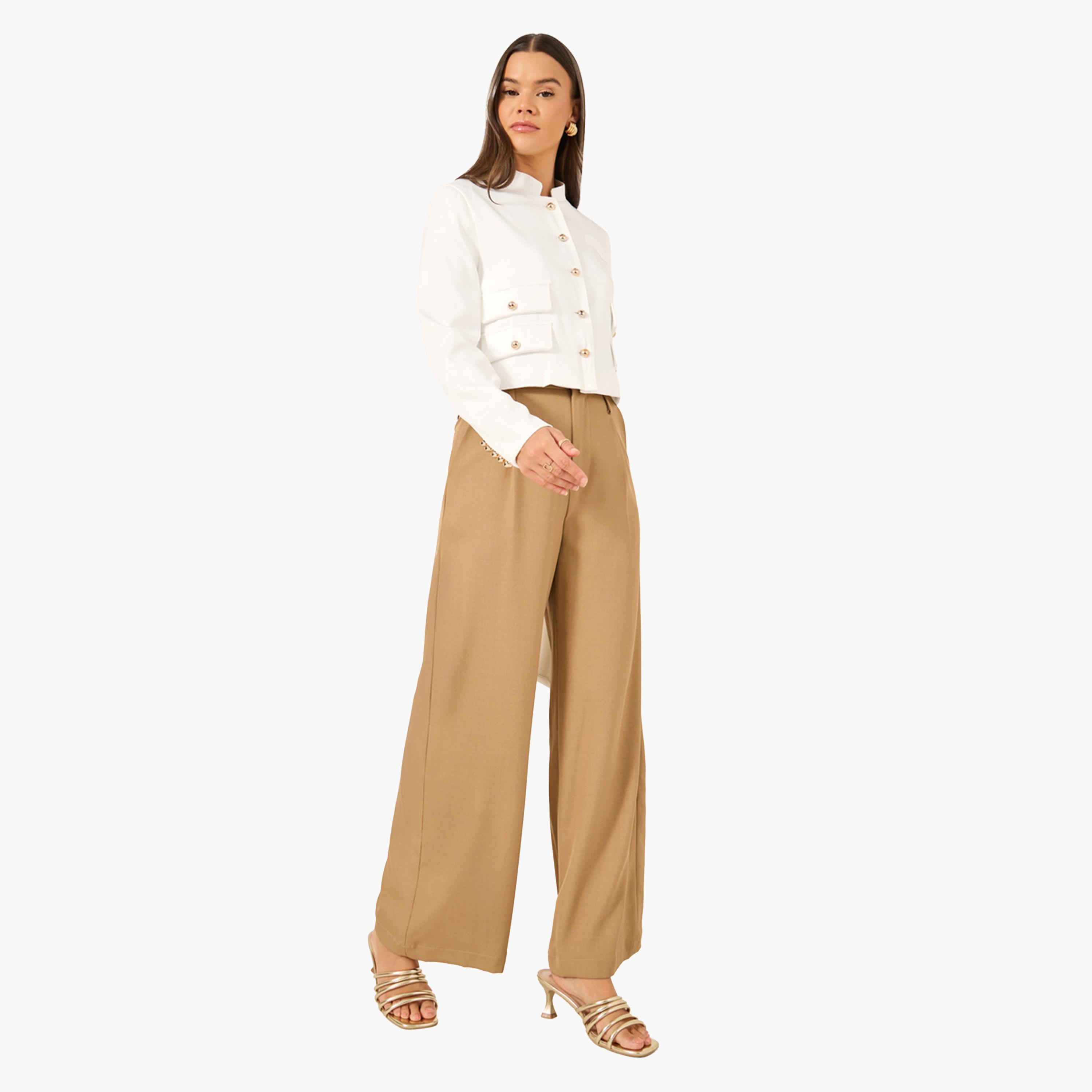 Take Two Women White Solid Stand Collar Cropped Blazer-women-clothing-coatsandjackets-blazers-image-2